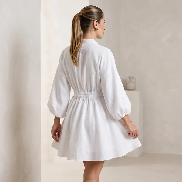 White_Linen_Fit_And_Flare_Collared_Dress_For_Women