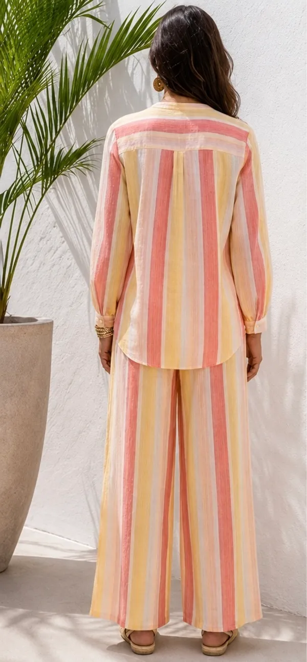Pink_And_Yellow_Linen_Relaxed_Striped_Top_And_Palazzo_Set_For_Women