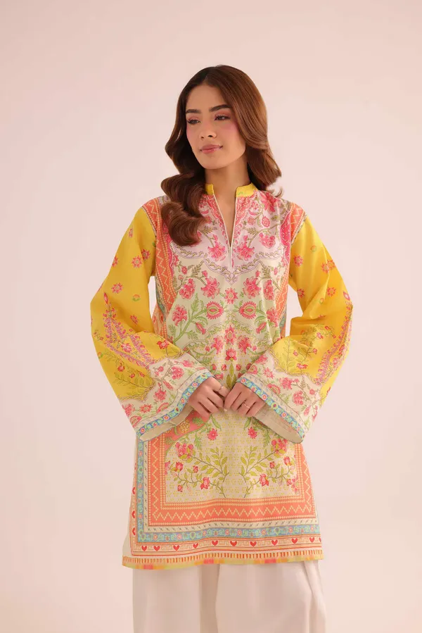 Yellow_Floral_Print_Cotton_Kurta_For_Women