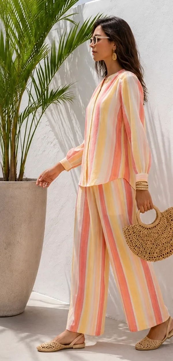 Pink_And_Yellow_Linen_Relaxed_Striped_Top_And_Palazzo_Set_For_Women