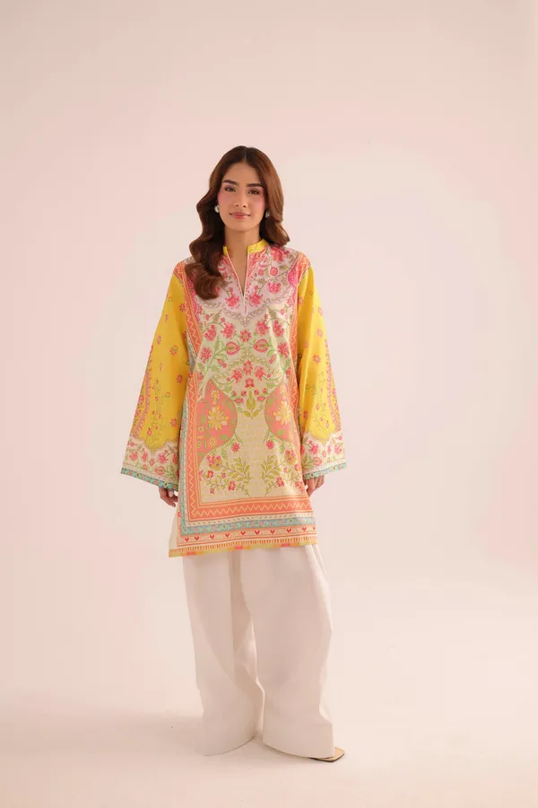 Yellow_Floral_Print_Cotton_Kurta_For_Women
