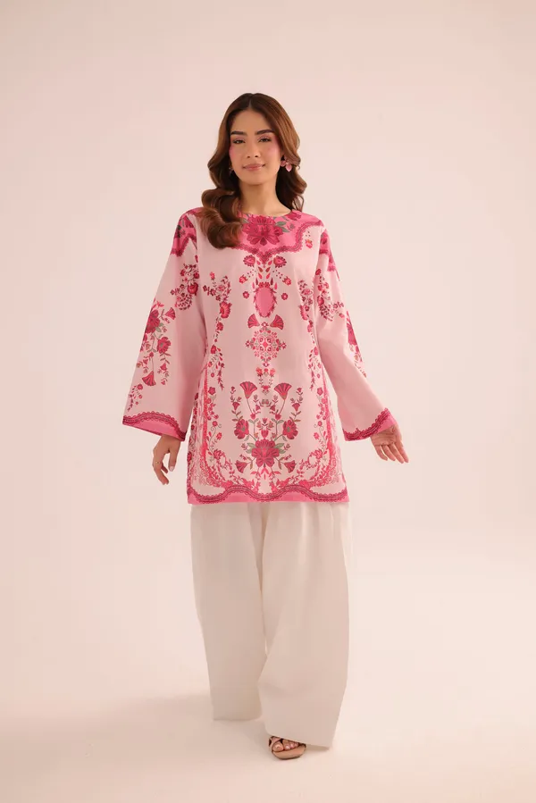 Pink_Linen_Straight_Floral_Embroidered_Short_Kurta_For_Women