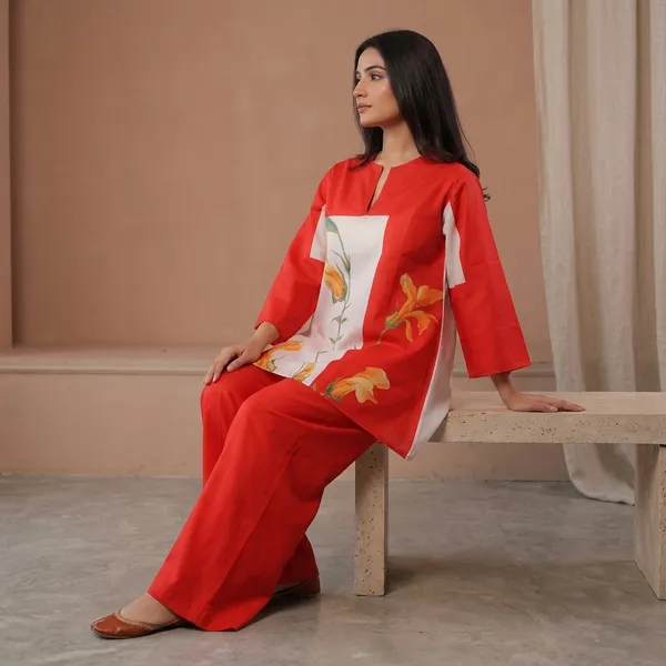 Red_Floral_Print_Cotton_Kurta_Palazzo_Set_For_Women