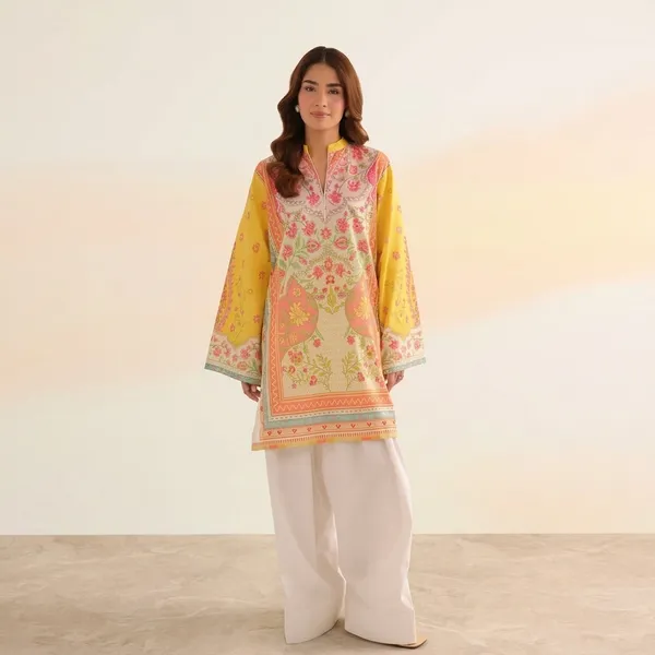 Yellow_Floral_Print_Cotton_Kurta_For_Women