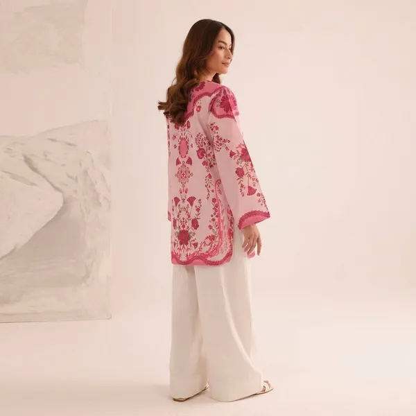 Pink_Linen_Straight_Floral_Embroidered_Short_Kurta_For_Women