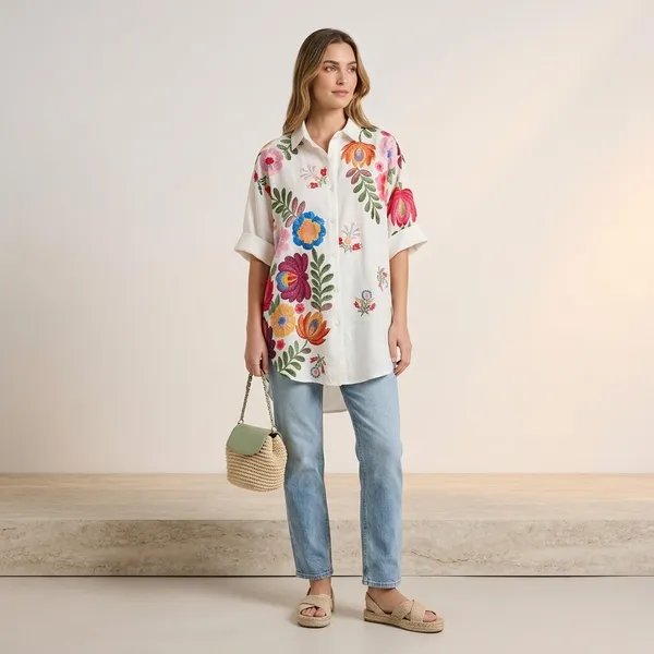 White_Linen_Oversized_Floral_Embroidered_Shirt_For_Women