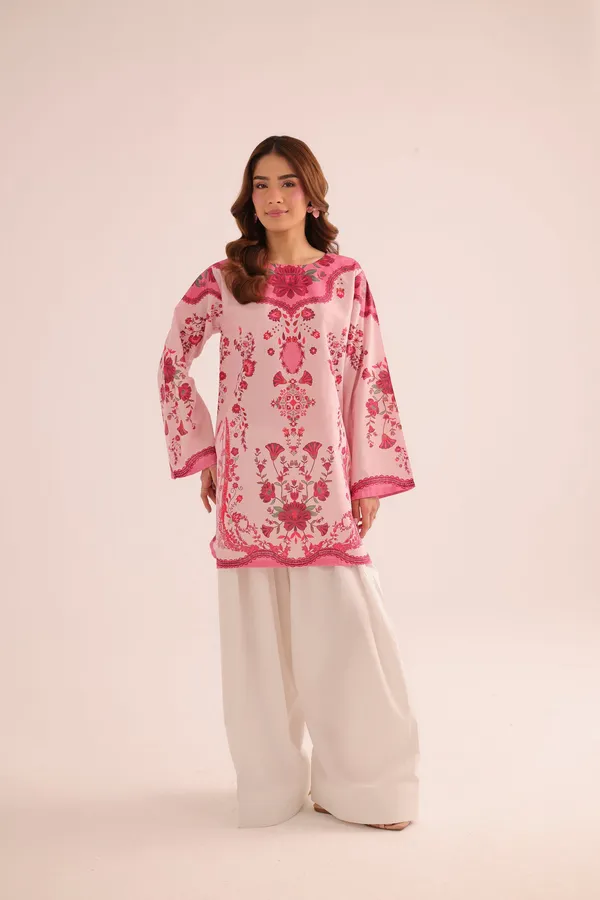 Pink_Linen_Straight_Floral_Embroidered_Short_Kurta_For_Women