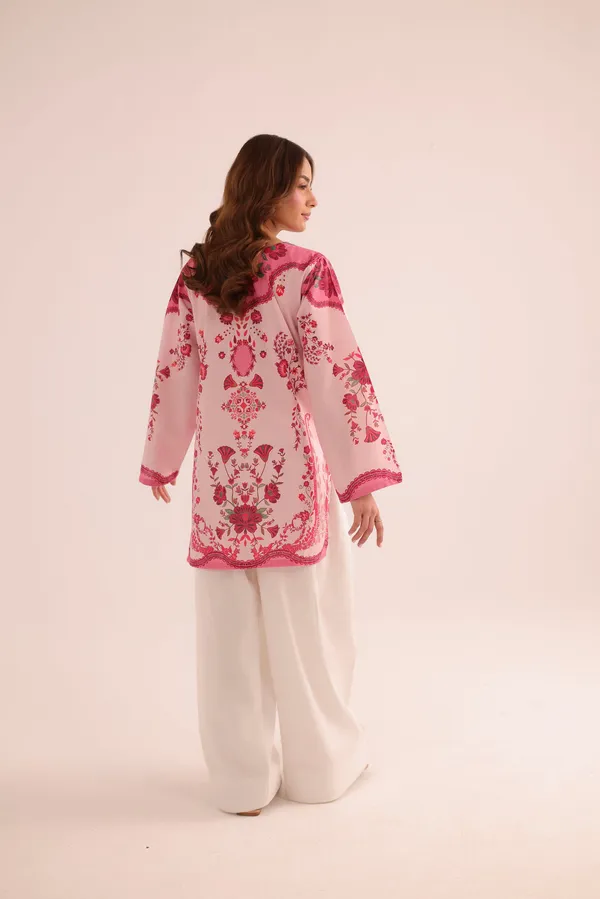 Pink_Linen_Straight_Floral_Embroidered_Short_Kurta_For_Women