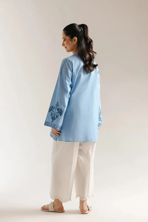 Blue_Linen_Straight_Floral_Embroidered_Cotton_Tunic_For_Women