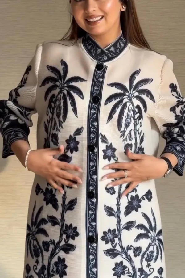 White_Floral_Embroidered_Mandarin_Collar_Coat_For_Women