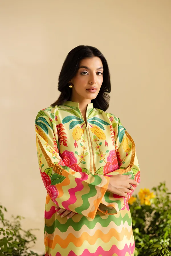 Yellow_Floral_Print_Linen_Kurta_Pajama_Set_For_Women