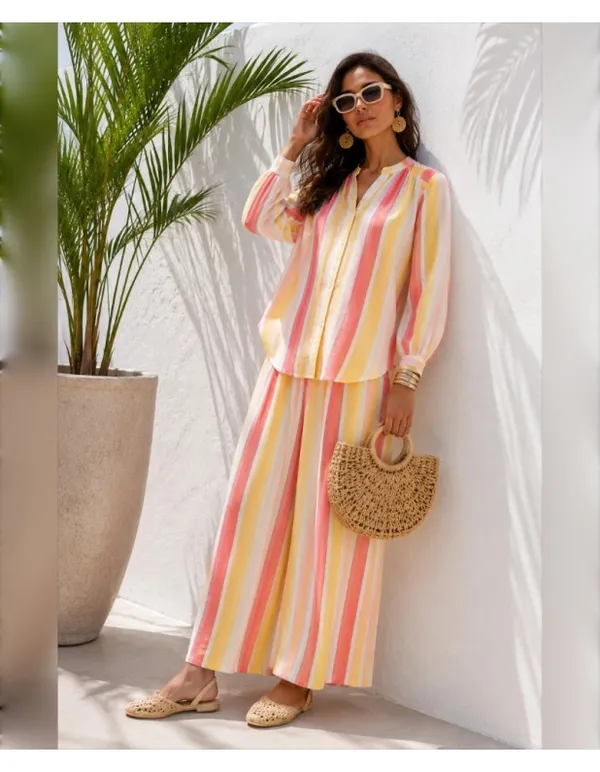 Pink_And_Yellow_Linen_Relaxed_Striped_Top_And_Palazzo_Set_For_Women