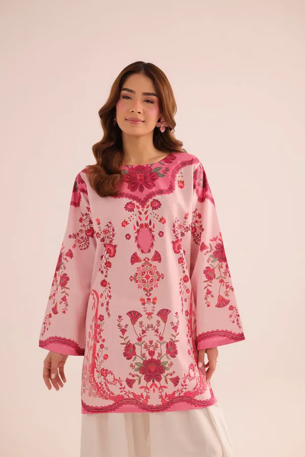 Pink_Linen_Straight_Floral_Embroidered_Short_Kurta_For_Women