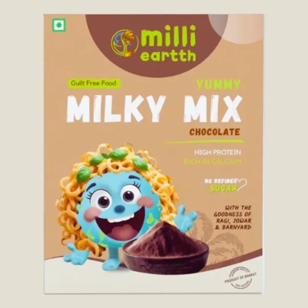 Milli_Eartth_Yummy_Milky_Mix_–_Chocolate_Flavour_|_With_Ragi,_Jowar_&_Barnyard_Millet_|_High_Calcium_&_Protein_|_No_Corn_Flour,_No_Artificial_Colours_Or_Preservatives_|_Nutri_Milk_Additive_For_All_Ages_|_300G