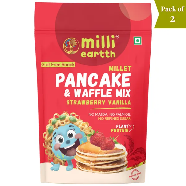 Milli_Eartth_Millet_Pancake_&_Waffle_Mix,_Strawberry_Vanilla_(150G_X_2)_|_No_Maida,_Jaggery_Sweetened_Healthy_Breakfast_|_Ragi,_Jowar,_Barnyard_Millet_Mix_|_Gluten-Free_Alternative_|_Great_For_Kids_Pack_Of_2