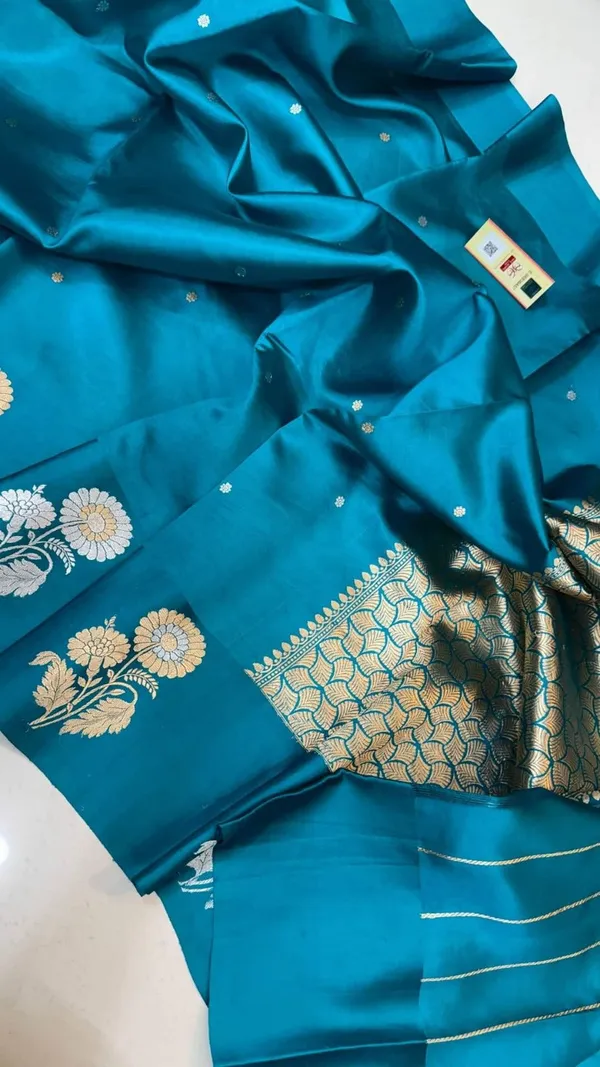Teal_Blue_Semi_Silk_Saree_For_Women