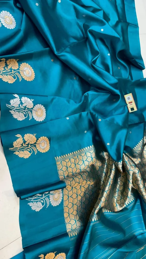Teal_Blue_Semi_Silk_Saree_For_Women