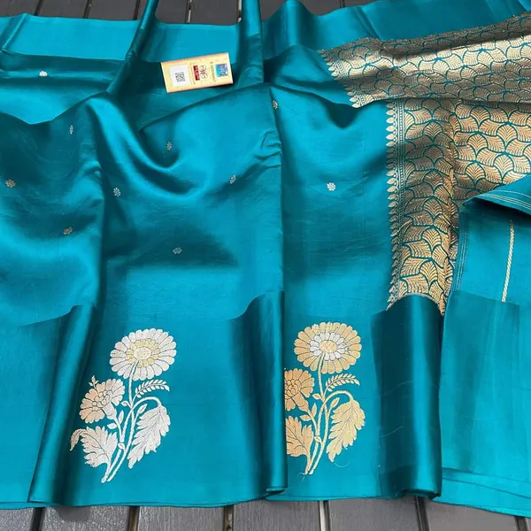 Teal_Blue_Semi_Silk_Saree_For_Women