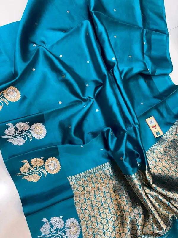 Teal_Blue_Semi_Silk_Saree_For_Women
