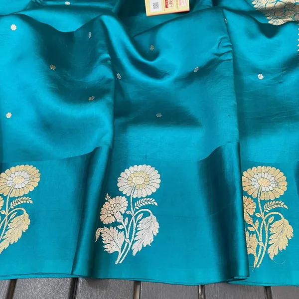 Teal_Blue_Semi_Silk_Saree_For_Women