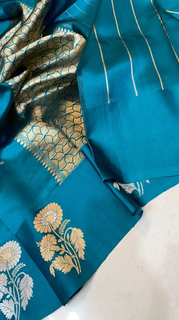 Teal_Blue_Semi_Silk_Saree_For_Women