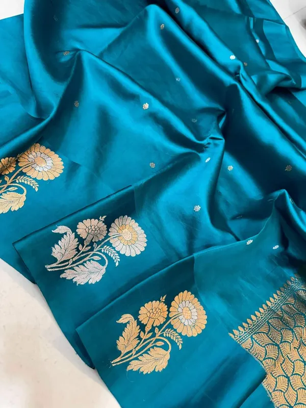 Teal_Blue_Semi_Silk_Saree_For_Women