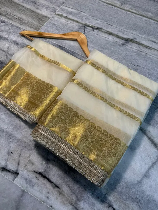 Off_White__And__Golden_Silk_Saree_For_Women