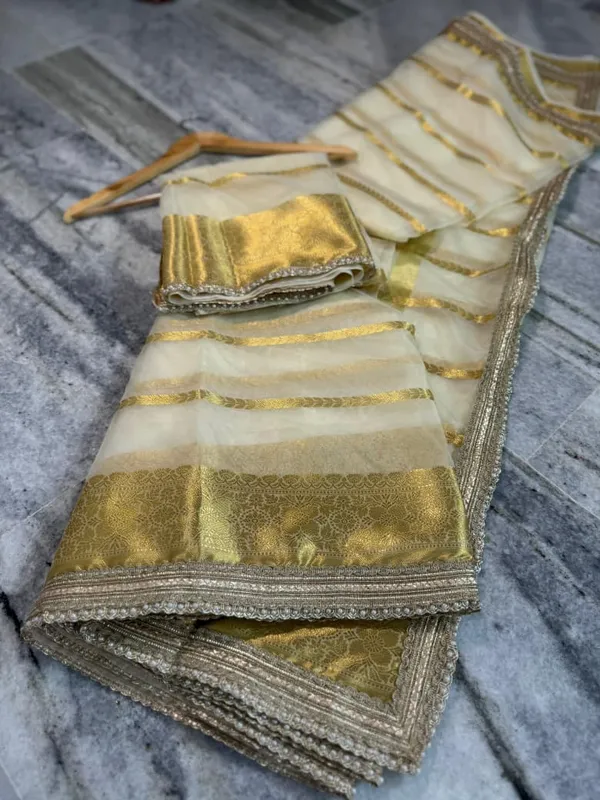 Off_White__And__Golden_Silk_Saree_For_Women