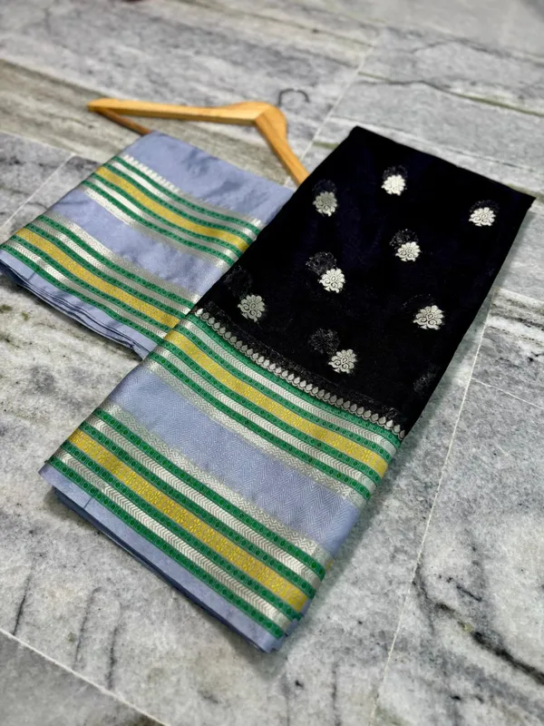Black__And__Grey_Silk_Saree_For_Women