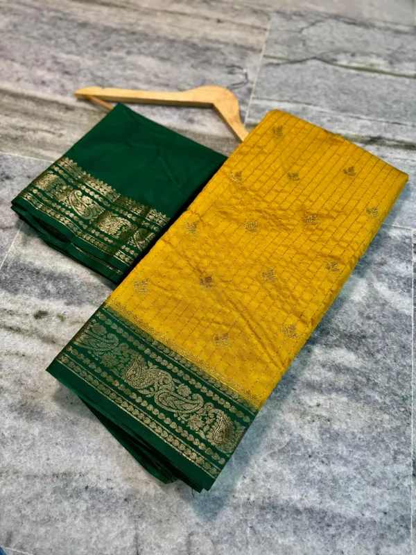 Yellow__And__Green_Silk_Saree_For_Women