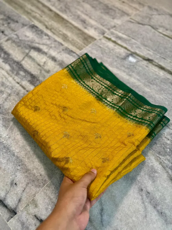 Yellow__And__Green_Silk_Saree_For_Women