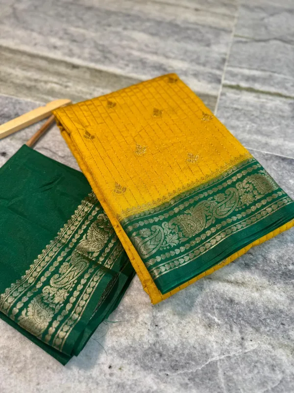 Yellow__And__Green_Silk_Saree_For_Women