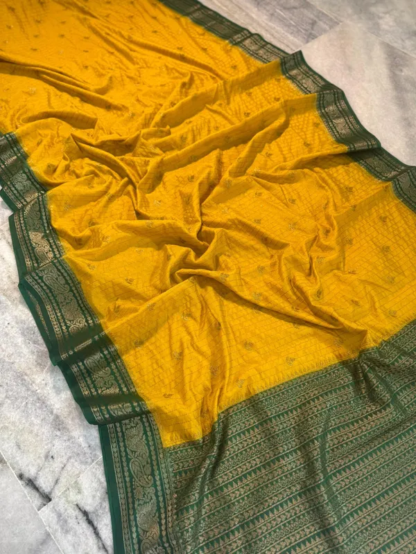 Yellow__And__Green_Silk_Saree_For_Women