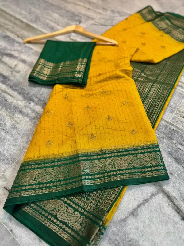 Yellow__And__Green_Silk_Saree_For_Women