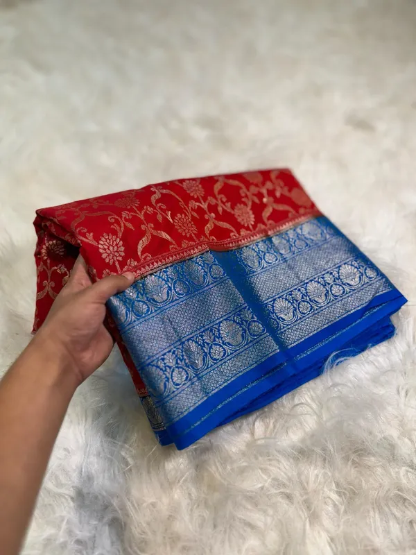 Red__And__Blue_Silk_Saree_For_Women