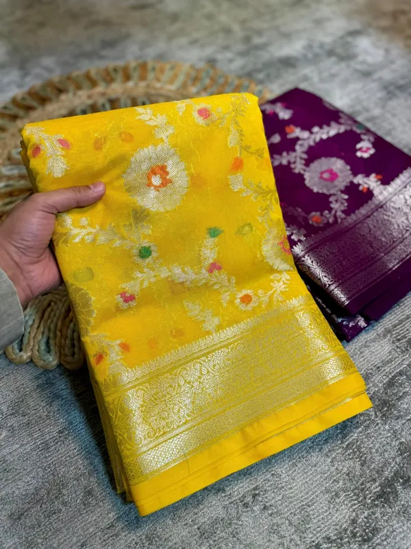Yellow_Georgette_Saree_For_Women