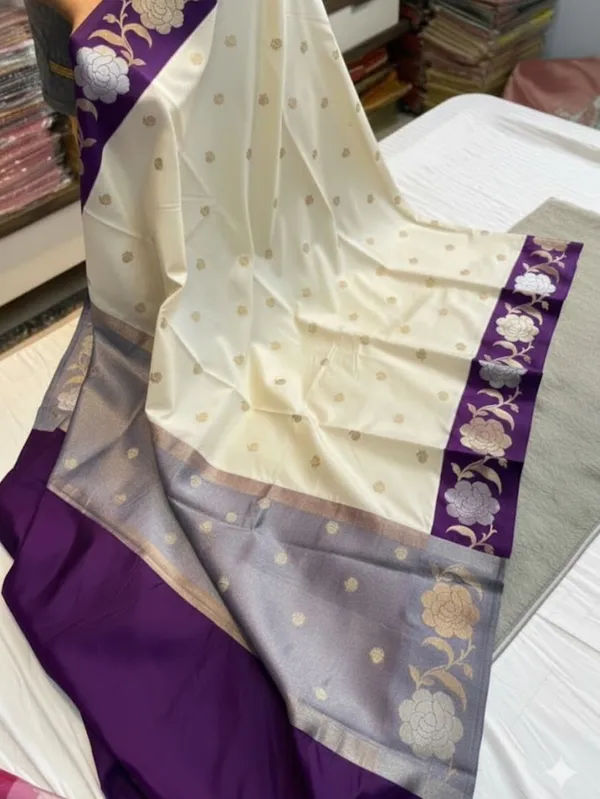 Off_White__And__Golden_Silk_Saree_For_Women