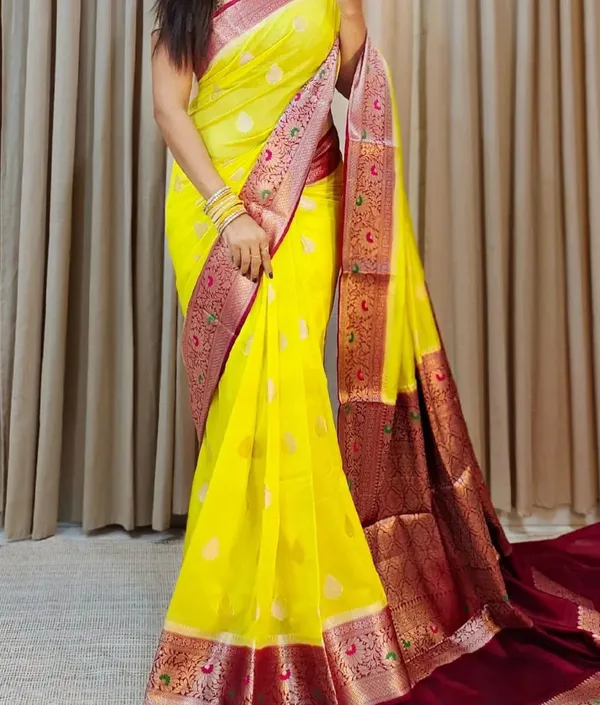 Yellow_Georgette_Saree_For_Women