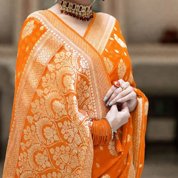 Orange_Georgette_Saree_For_Women