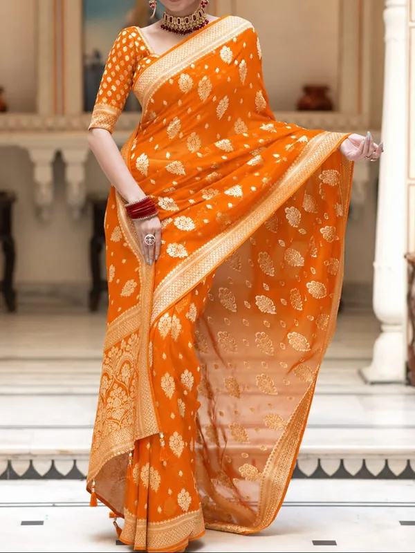 Orange_Georgette_Saree_For_Women