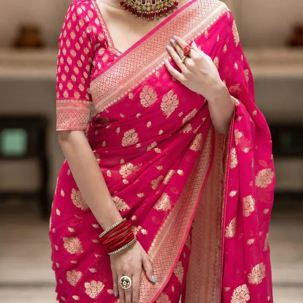Pink_Georgette_Saree_For_Women