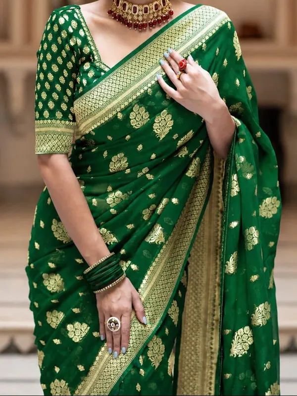 Green_Georgette_Saree_For_Women