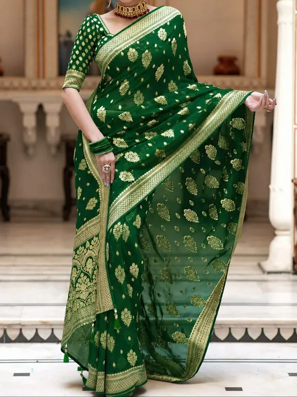 Green_Georgette_Saree_For_Women