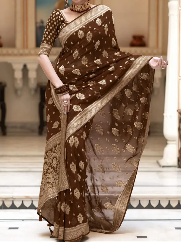 Brown_Georgette_Saree_For_Women