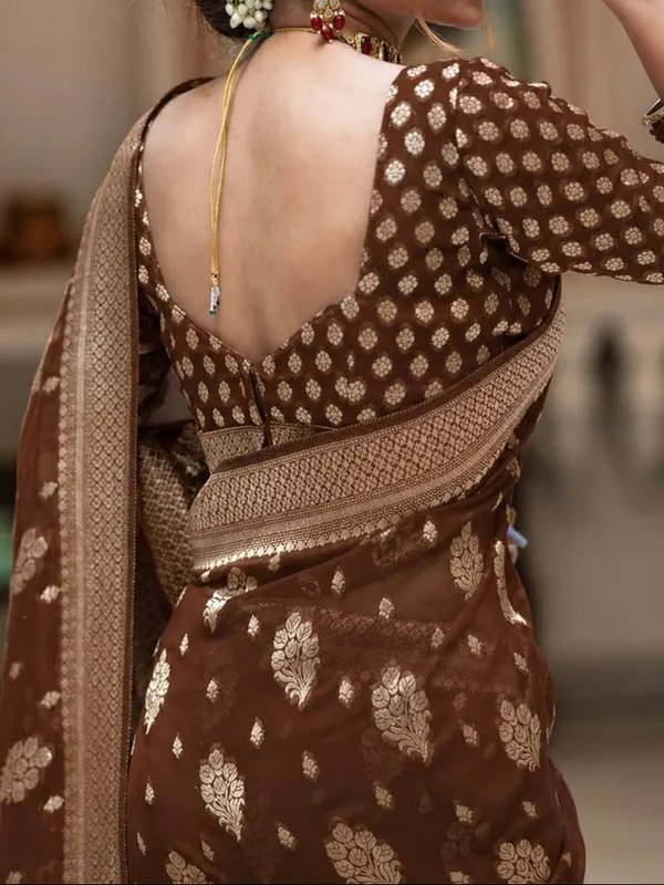 Brown_Georgette_Saree_For_Women