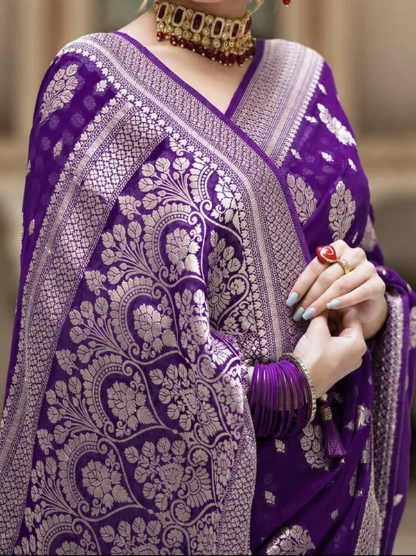 Violet_Georgette_Saree_For_Women