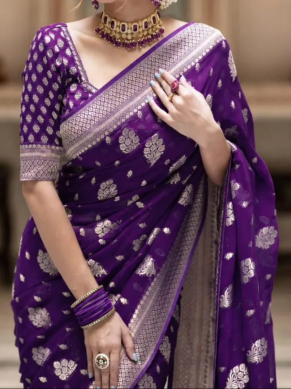 Violet_Georgette_Saree_For_Women