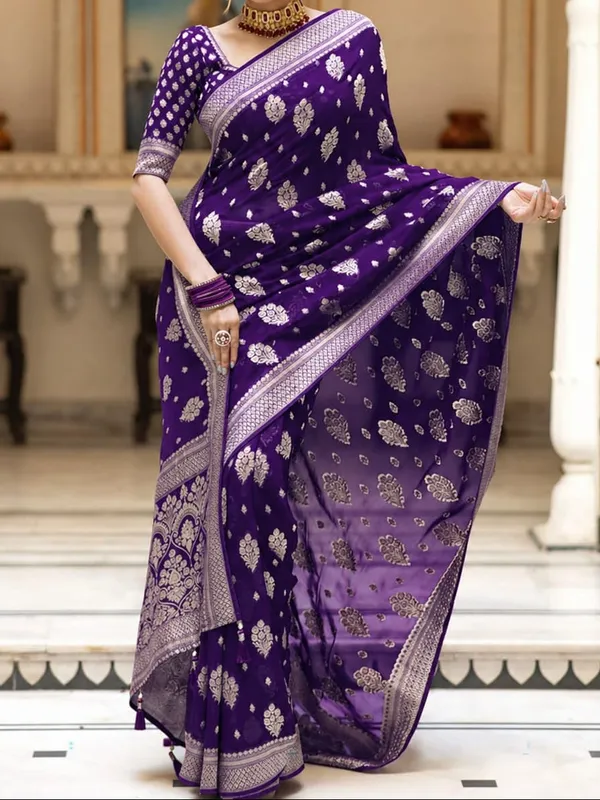 Violet_Georgette_Saree_For_Women
