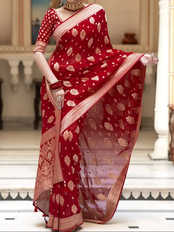 Maroon_Georgette_Saree_For_Women
