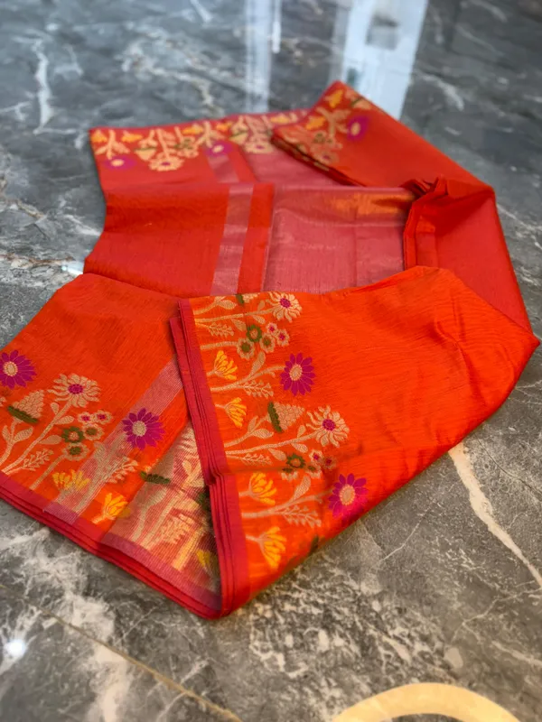 Orange_Cotton_Saree_For_Women